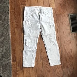American eagle white ripped jegging crop jeans